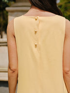 Cotton and Linen Dress with Button-Back and Pockets