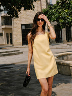 Cotton & Linen Dress with Button-Back and Pockets