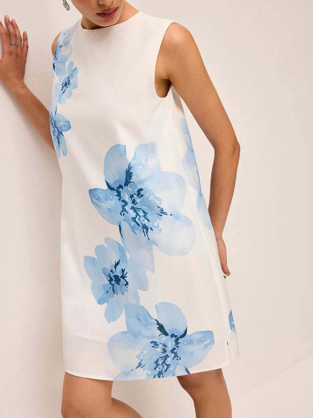 Floral Tie-Dye Dress with Zipper Detail