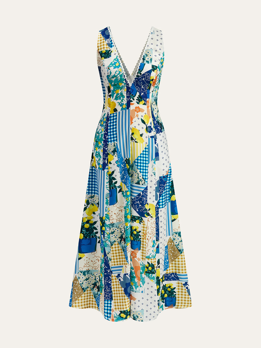 Lemonade Lace Trim Long Dress with Print Detail