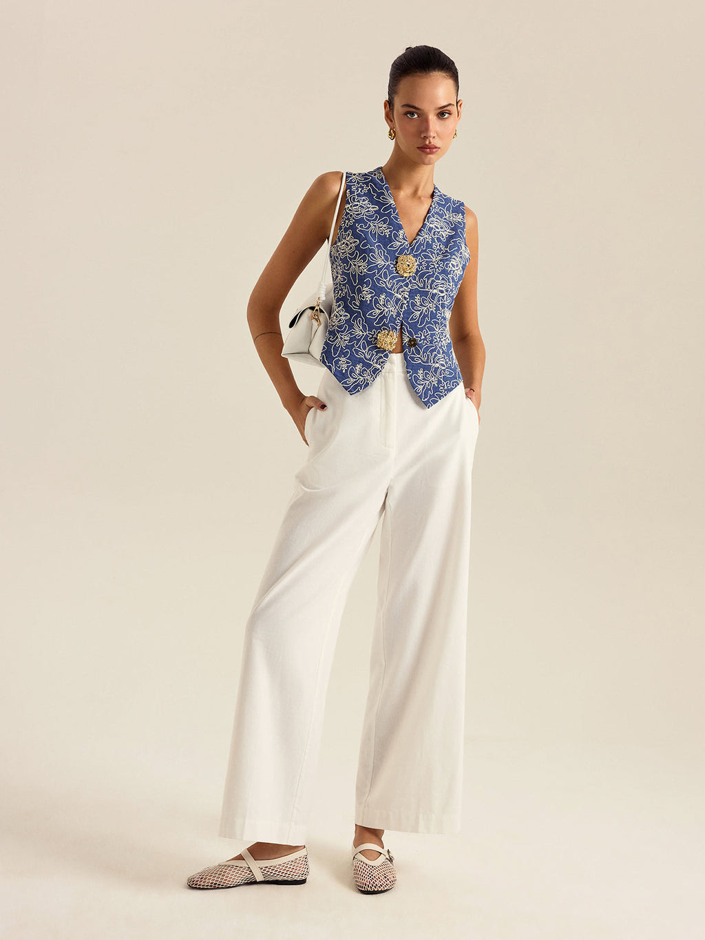 Delicate Flower Stitched Vest