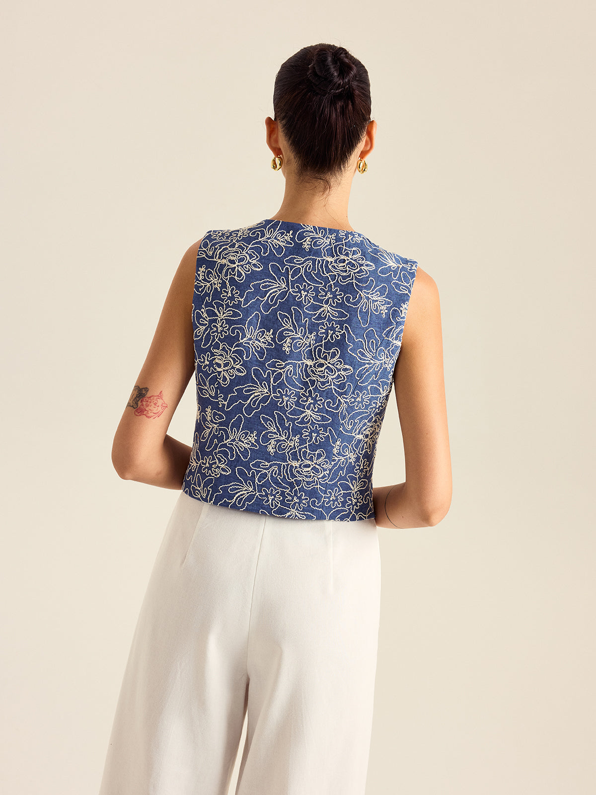 Delicate Flower Stitched Vest