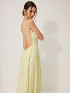 Tiered Pleated Cami Dress with Backless Design