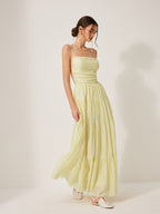 Pleated Tiered Cami Dress with Backless Design
