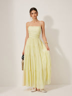 Tiered Pleated Cami Dress with Backless Design