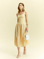 Textured Midi Dress with Sleeveless Design