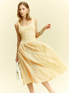 Textured Midi Dress with Sleeveless Design