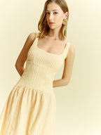 Textured Midi Dress with Sleeveless Design