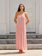 Spaghetti Strap Pleated Maxi Dress
