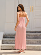 Spaghetti Strap Pleated Maxi Dress