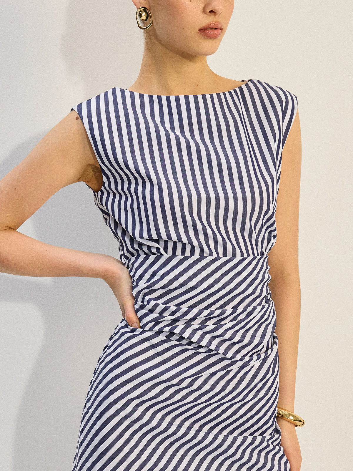 Striped Gathered Short Dress