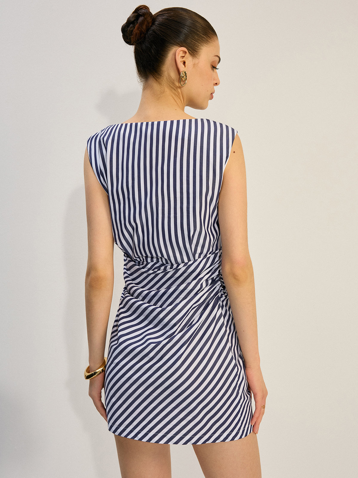 Striped Gathered Short Dress