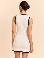 Contrast Trim Tied Waist Mini Dress