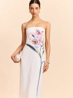 Strapless Maxi Dress with Elegant Floral Design