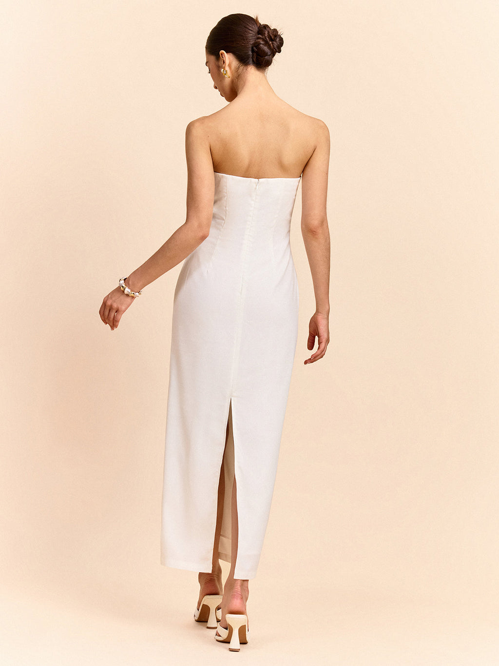 Strapless Maxi Dress with Elegant Floral Design