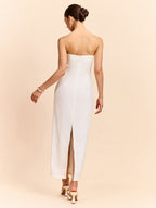 Strapless Maxi Dress with Elegant Floral Design