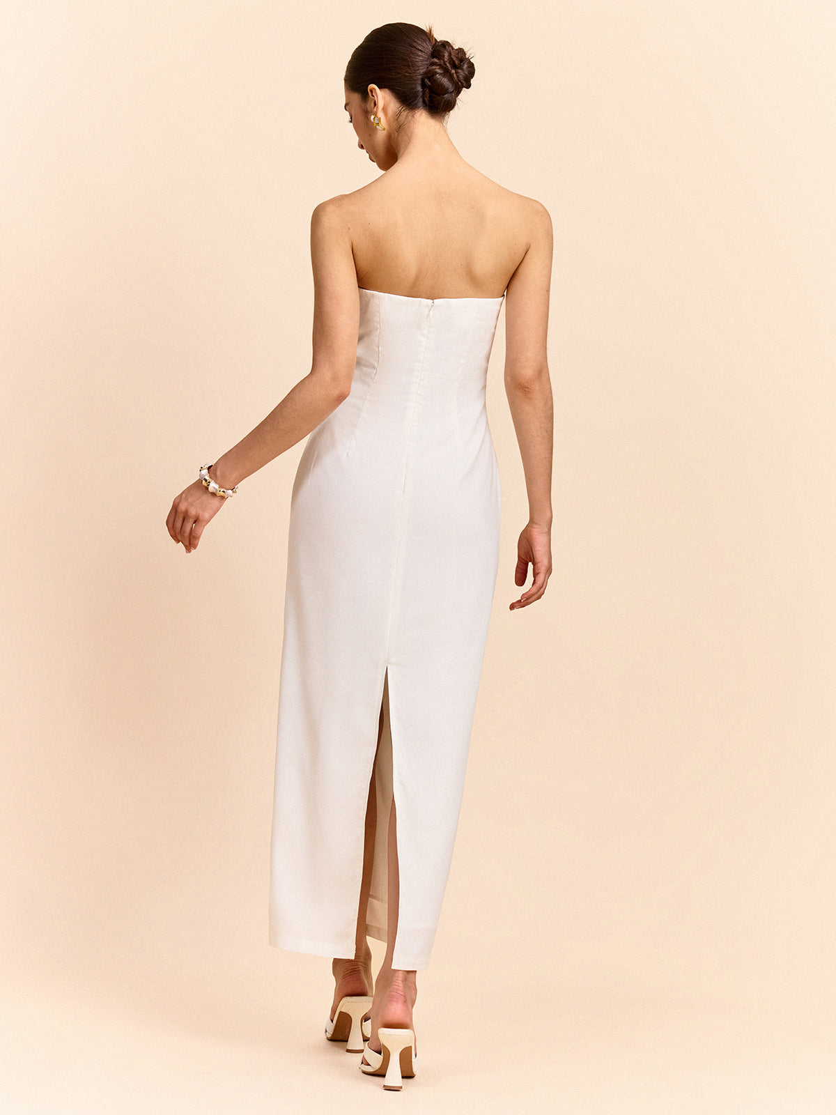 Strapless Maxi Dress with Elegant Floral Design