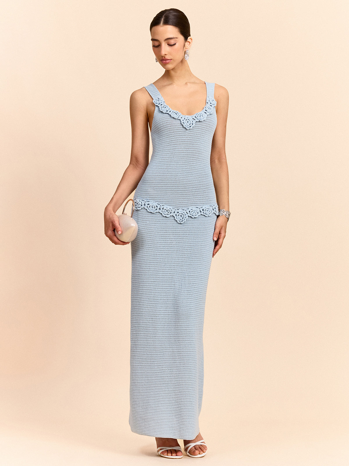 Sleeveless Maxi Dress with Crochet Embellishments