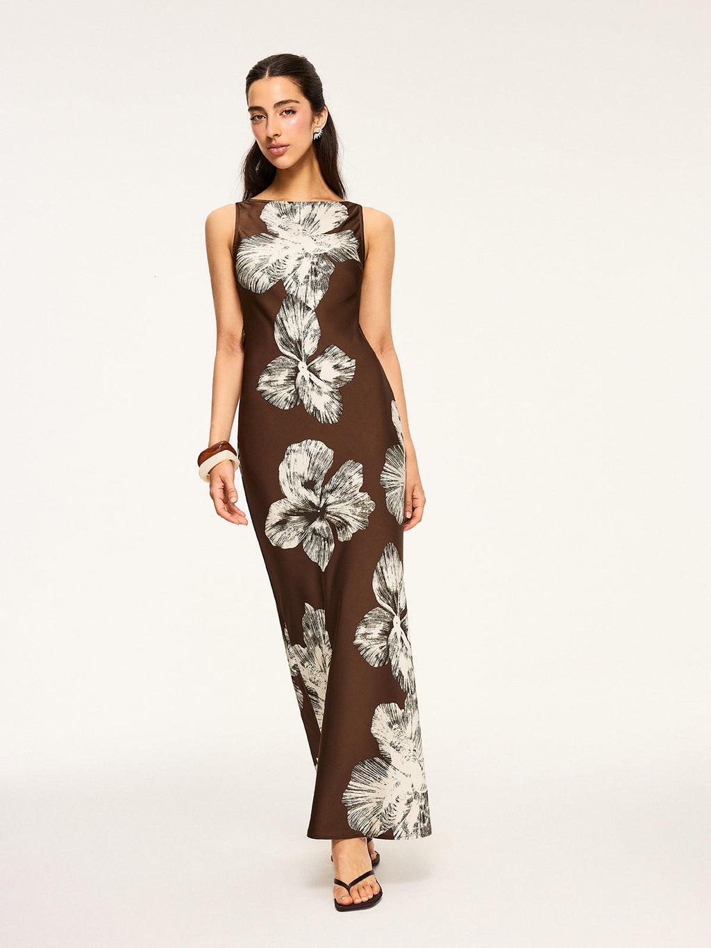 Back-Tie Floral Dress with Open Back Design