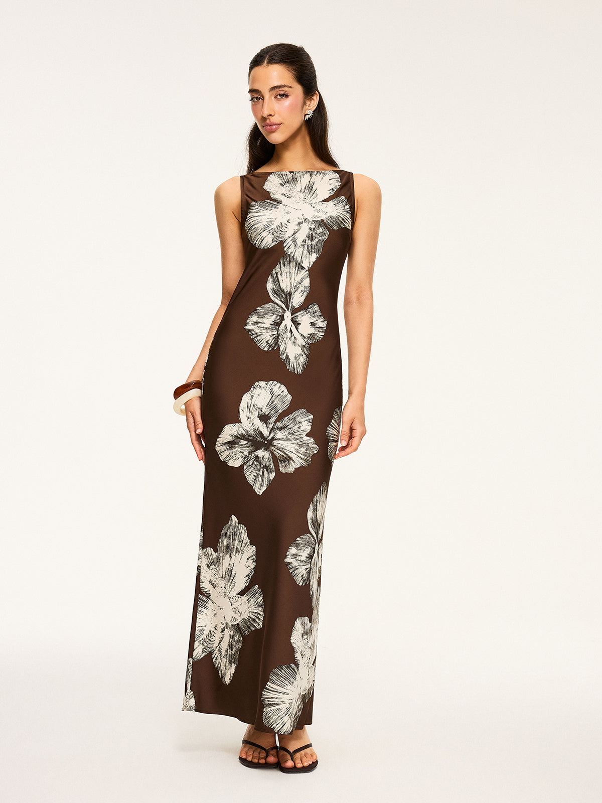 Back-Tie Floral Dress with Open Back Design