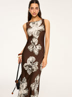 Back-Tie Floral Dress with Open Back Design