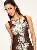 Back-Tie Floral Dress with Open Back Design
