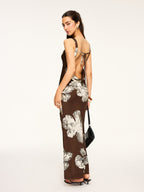Back-Tie Floral Dress with Open Back Design