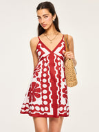 Floral Pattern Dress with Spaghetti Straps