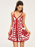 Floral Pattern Dress with Spaghetti Straps