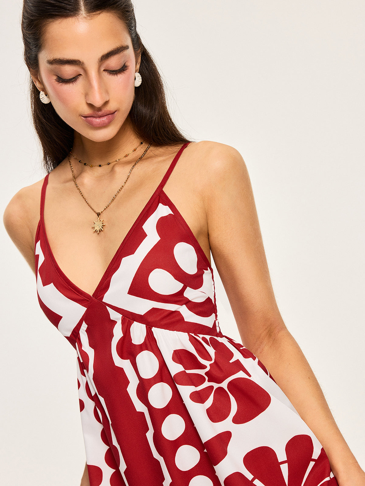 Floral Pattern Dress with Spaghetti Straps