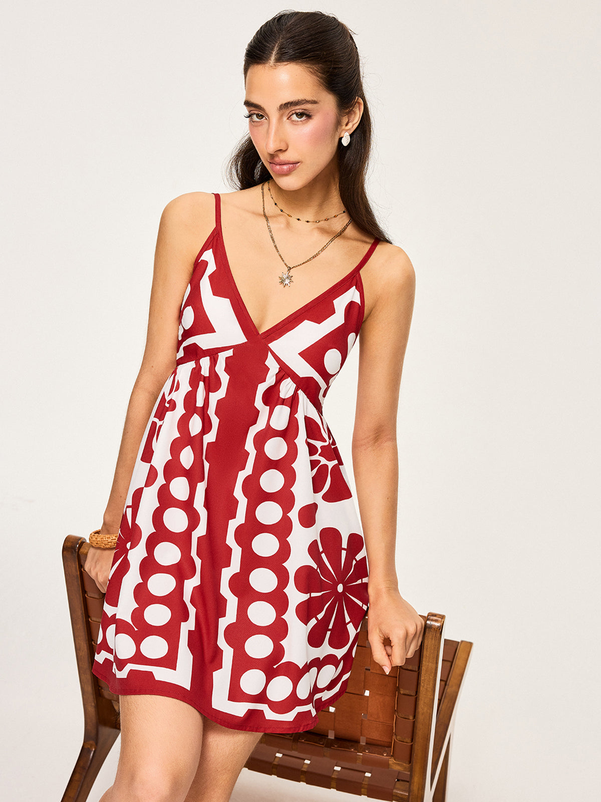 Floral Pattern Dress with Spaghetti Straps