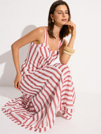 Flowy Striped Maxi Dress in Neutral Shades