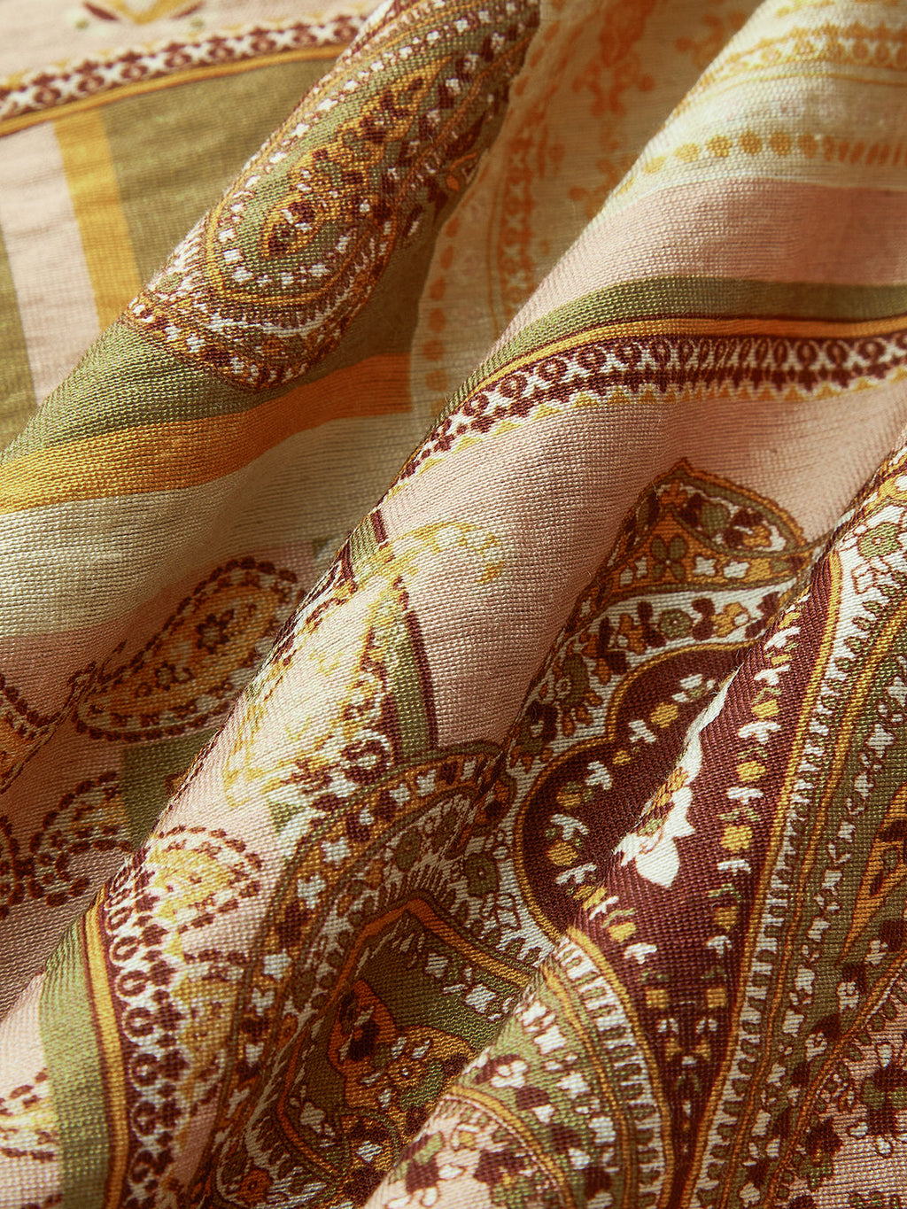 Paisley Patterned Midi Dress with Spaghetti Straps