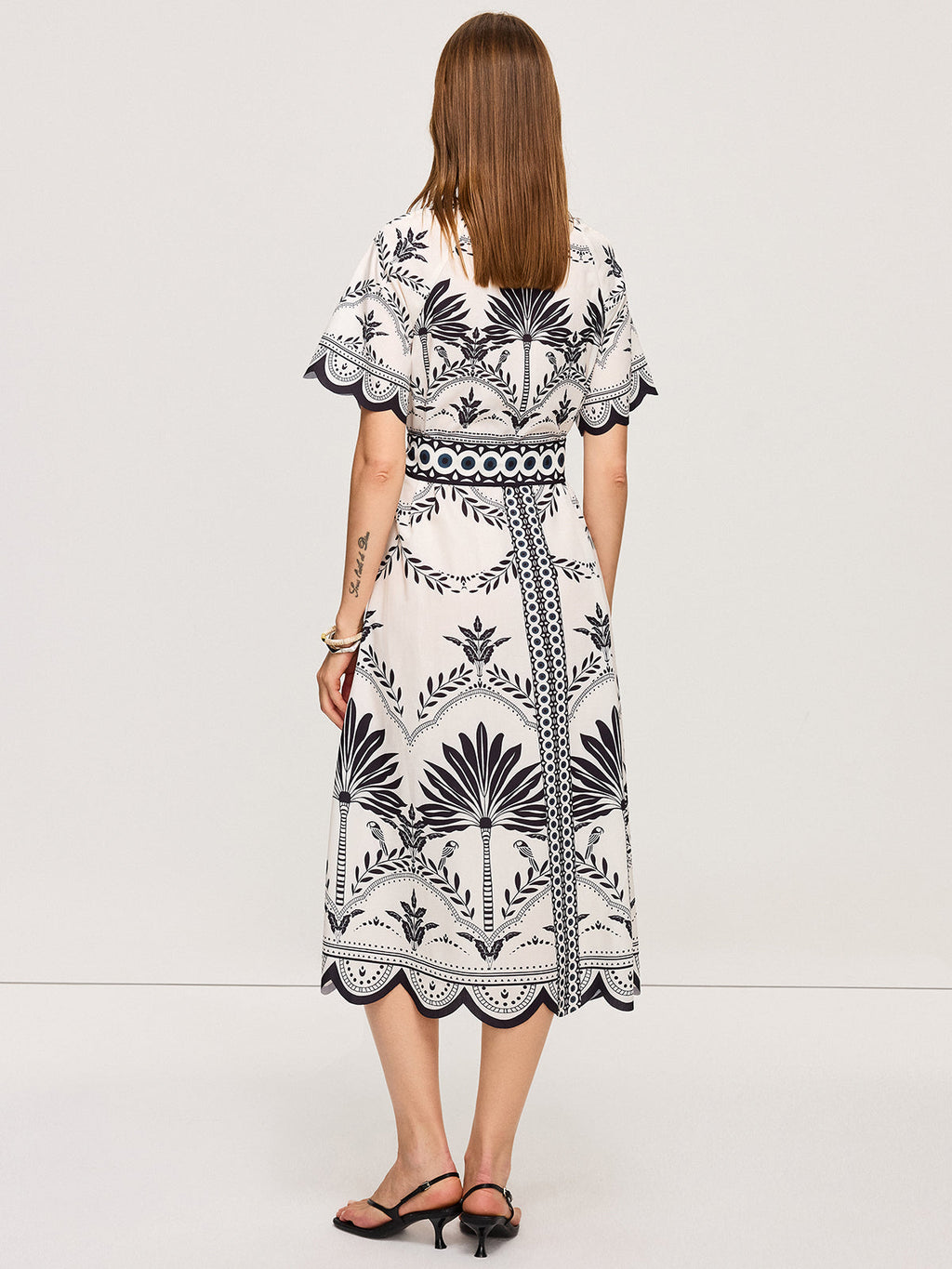 Bohemian Floral V-Neck Midi Dress, Casual Fit