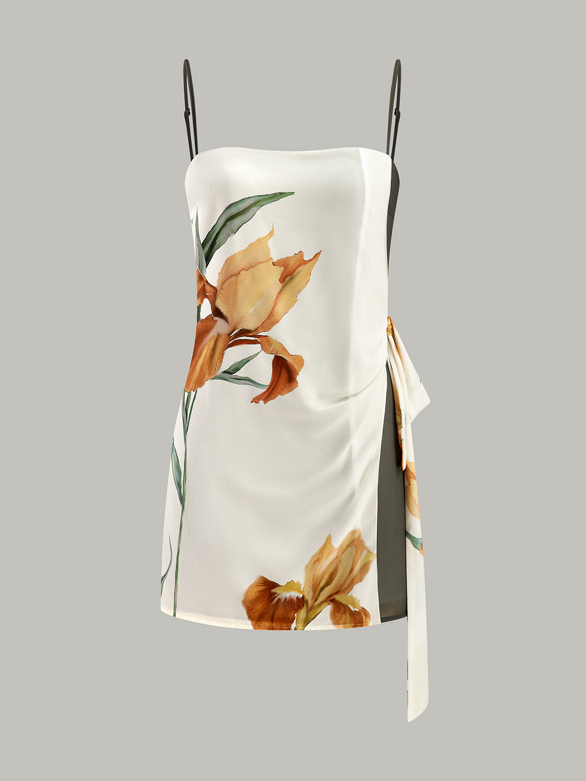 Side Tie Cami Dress with Floral Print Design