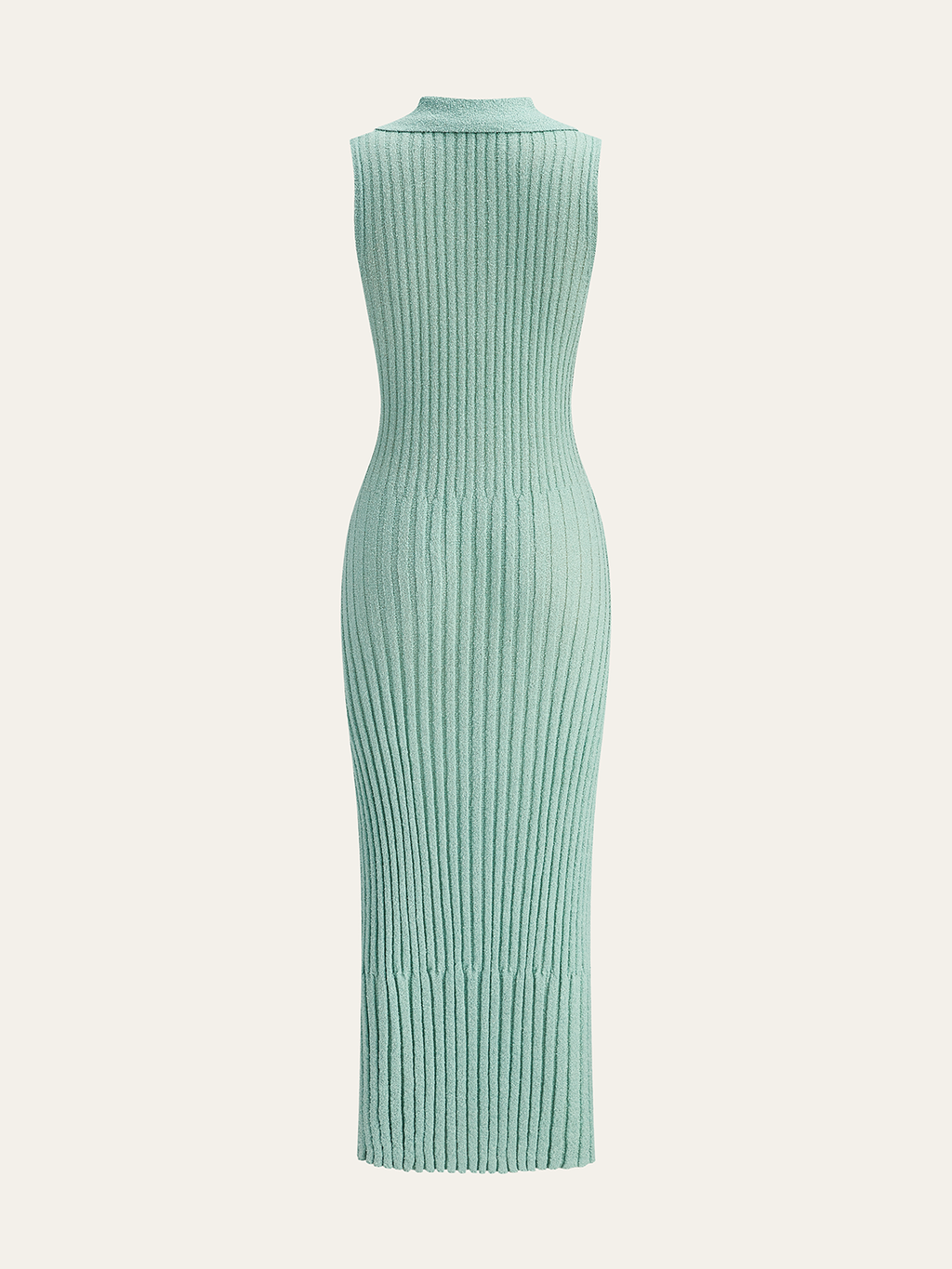 Textured Knit Midi Dress with Ribbed Polo Collar