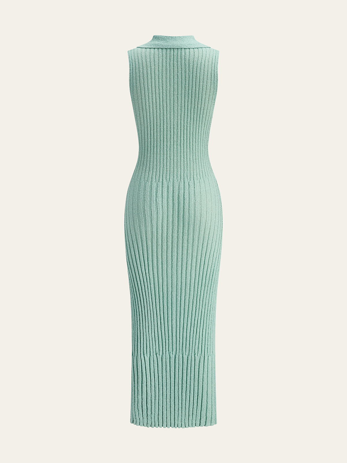 Textured Knit Midi Dress with Ribbed Polo Collar