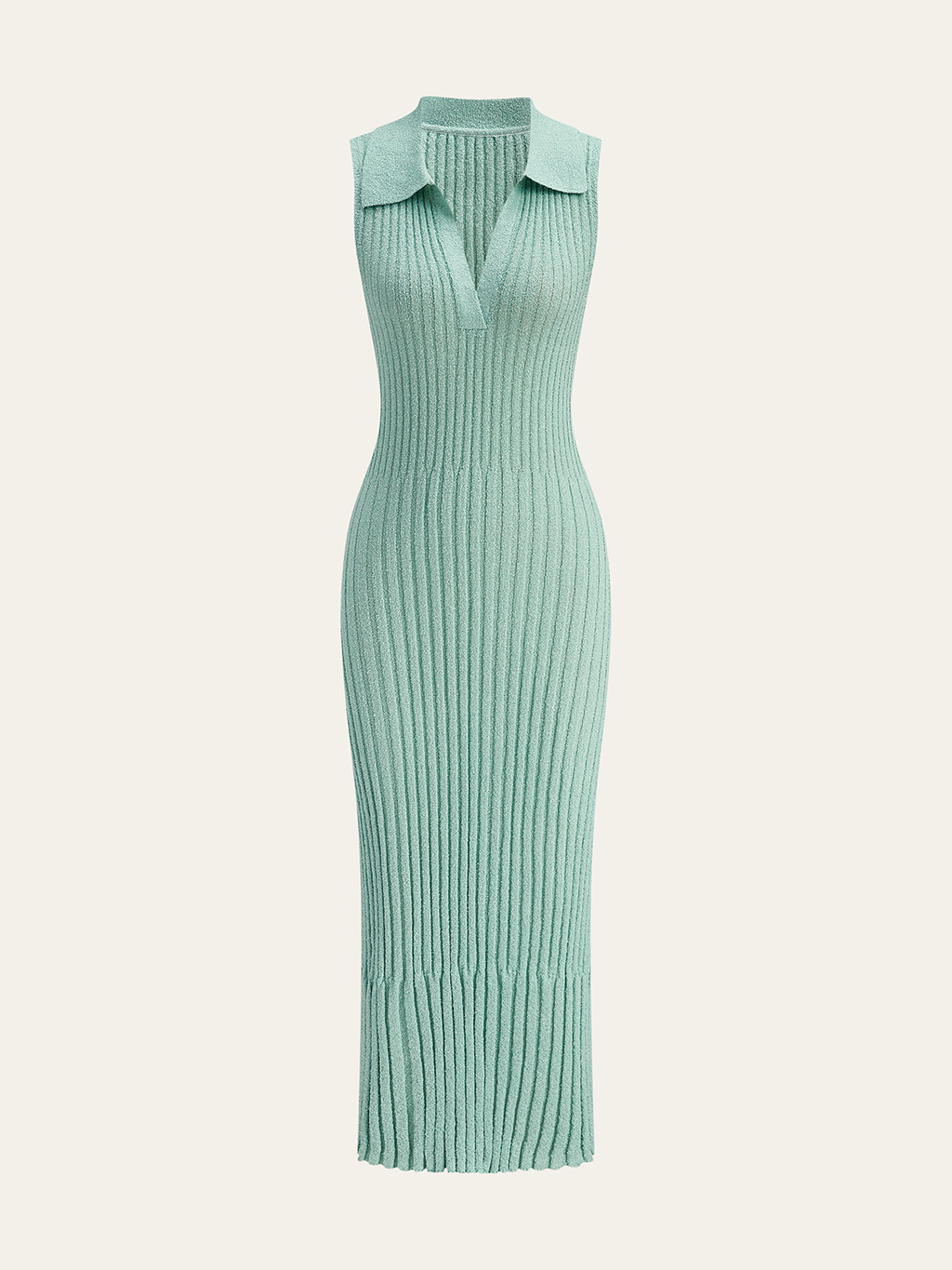 Textured Knit Midi Dress with Ribbed Polo Collar