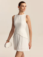 Accordion Pleat Hemline Short Dress
