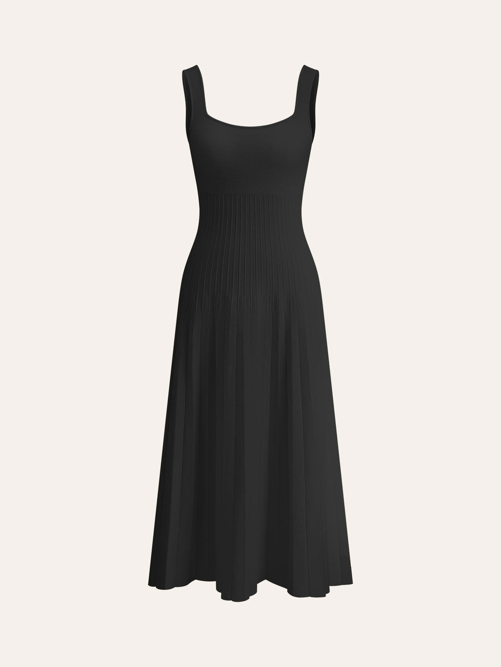 Ribbed Knit Dress with Square Neckline