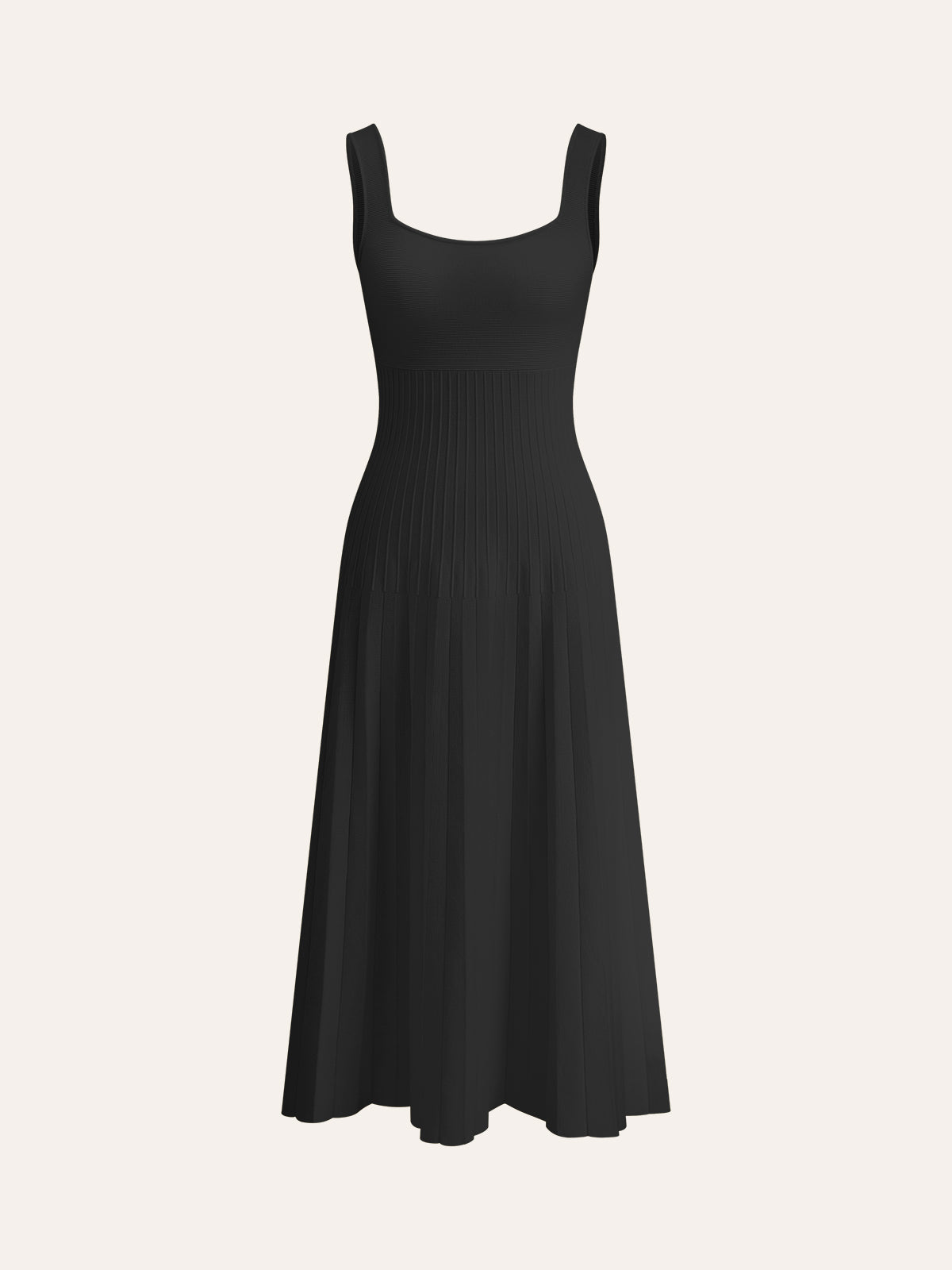 Ribbed Knit Dress with Square Neckline