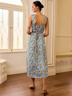 Floral Print Halter Neck Midi Summer Dress