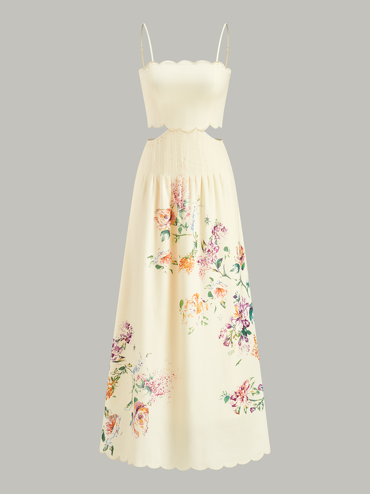 Floral Print Sleeveless Dress with Lace-Up Back