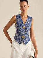 Delicate Flower Stitched Vest