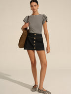Striped Ribbed Blouse with Cozy Fit