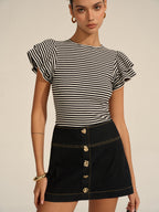 Striped Ribbed Blouse with Cozy Fit