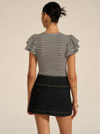 Striped Ribbed Blouse with Cozy Fit
