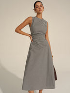 Chic Gingham Midi Dress with Timeless Appeal