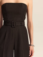 Sleeveless Jumpsuit with Belt Detail