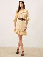 One-Shoulder Chiffon Mini Dress with Ruffle Detail
